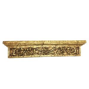 Vintage Gold Gilt Carved Wood Look Foam Wall Shelf Hollywood Regency